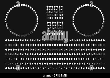 Phases lunaires. Symboles cosmiques magiques boho astrologie décoration, abstrait minimaliste art contemporain pour le design de tatouage. Collection de vecteurs. Corps céleste Illustration de Vecteur