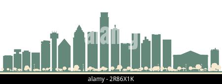Résumé Dallas USA City Skyline avec les bâtiments couleur. Illustration vectorielle. Voyages d'affaires et tourisme concept avec architecture moderne. Illustration de Vecteur