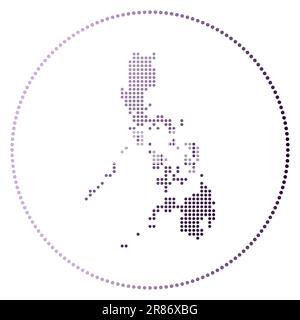 Badge numérique des Philippines. Carte en pointillés des Philippines en cercle. Icône technologique du pays avec points en dégradé. Superbe illustration vectorielle. Illustration de Vecteur