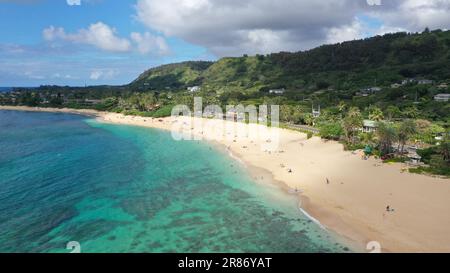 Belle vue aérienne du parc régional de Kualoa à Hawaï Banque D'Images