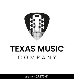 Guitare classique rétro rétro musique et bande logo illustration Illustration de Vecteur