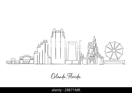 Aperçu du paysage urbain d'Orlando Floride, États-Unis d'Amérique. Illustration vectorielle. Illustration de Vecteur