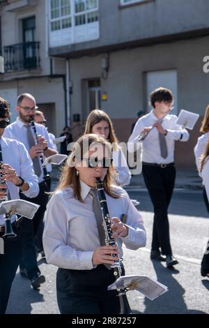 O Pedrouzo, O Pino Galice, Espagne - 11 juin 2023. Musiciens à la célébration du Corpus de Arca 2023 Banque D'Images