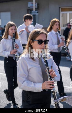 O Pedrouzo, O Pino Galice, Espagne - 11 juin 2023. Musiciens à la célébration du Corpus de Arca 2023 Banque D'Images