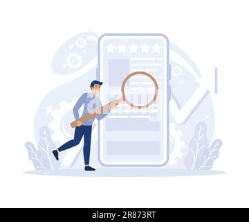 Création de présence Web, gestion des identités en ligne, gestion de la réputation en ligne, gestion des impressions, illustration moderne à vecteur plat Illustration de Vecteur