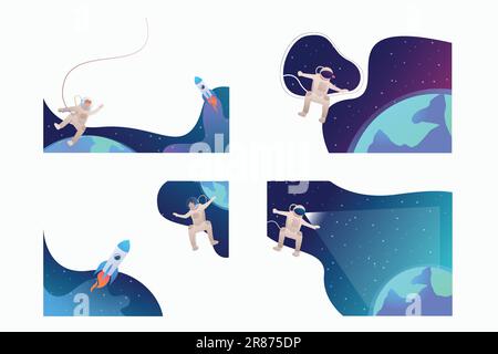 Astronaute dans l'espace flottant dans l'espace Illustration de Vecteur