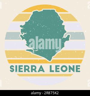 Logo Sierra Leone. Signe avec la carte du pays et des rayures colorées, illustration vectorielle. Illustration de Vecteur