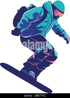 homme de championnat de snowboard, en vol Illustration de Vecteur