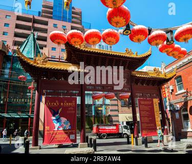 Chinatown Melbourne est la plus longue colonie chinoise continue dans le monde occidental, Victoria, Australie Banque D'Images