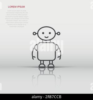 Robot chatbot mignon dans l'icône de style plat. Opérateur Bot vector illustration sur fond blanc isolé. Caractère chatbot Smart business concept. Illustration de Vecteur