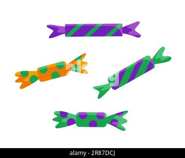 Illustration vectorielle des bonbons dans un papier d'emballage coloré. Halloween trick ou friandises bonbons Illustration de Vecteur