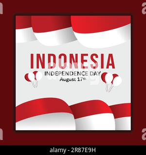 Carte de voeux Happy Indonesia Independence Day Illustration de Vecteur