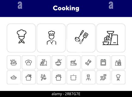 Icône de ligne de cuisson définie Illustration de Vecteur