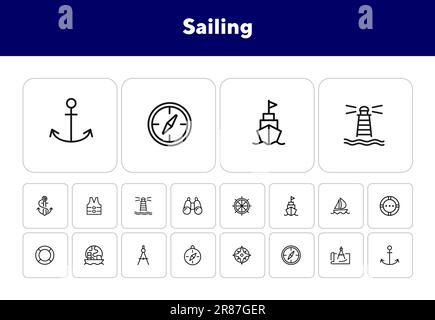 Icône de ligne de voile définie Illustration de Vecteur
