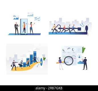 Ensemble de professionnels travaillant sur un projet réussi Illustration de Vecteur