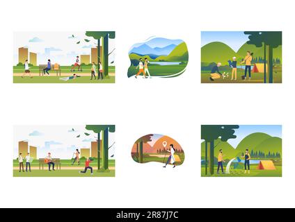 Ensemble de loisirs de plein air Illustration de Vecteur