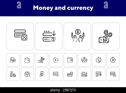 Icônes argent et devise Illustration de Vecteur