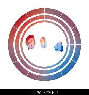 Emblème des îles Gili. Logo de l'îlot en dégradé de couleurs dans un style poly bas. Îles Gili multicolores signe arrondi avec carte en style géométrique pour votre info Illustration de Vecteur