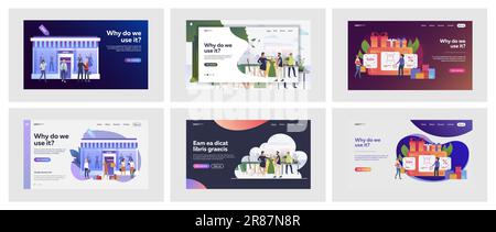 Ensemble de personnes occasionnels shopping hors ligne et en ligne Illustration de Vecteur