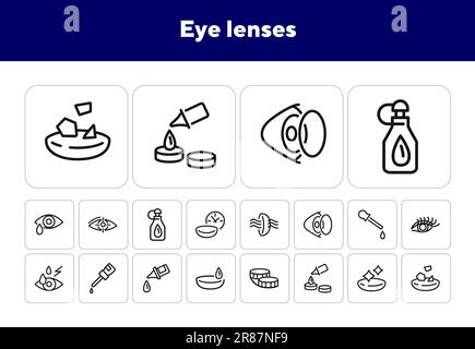Ensemble d'icônes de ligne de lentilles oculaires Illustration de Vecteur