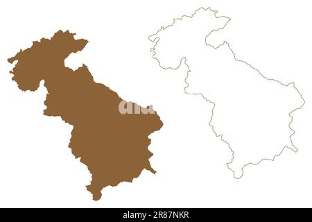 District de Steyr-Land (République d'Autriche ou Österreich, haute-Autriche ou Etat d'Oberösterreich) carte illustration vectorielle, scribble croquis Bezirk Steyr L. Illustration de Vecteur