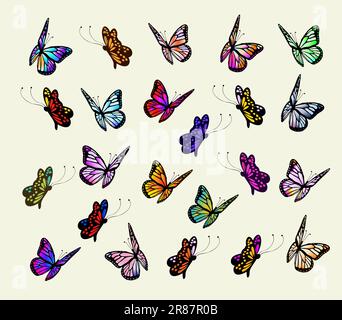 Collection d'illustrations vectorielles Butterflies colorées Illustration de Vecteur