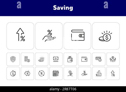 Enregistrement du jeu d'icônes de ligne Illustration de Vecteur