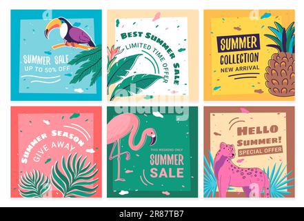 Soldes d'été sur les réseaux sociaux Illustration de Vecteur