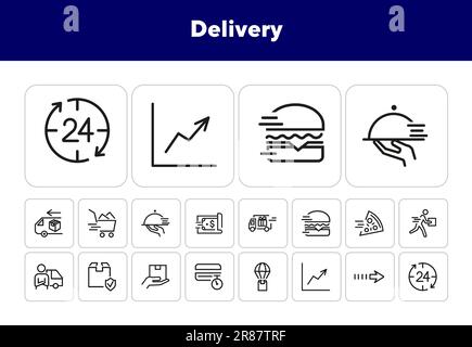 Icône de ligne de livraison définie Illustration de Vecteur