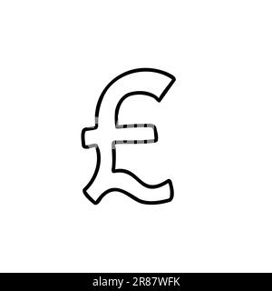 Devise esquissée argent signe de financement icône Livre Sterling GBR. Illustration vectorielle de style dessin animé à la main, isolée sur fond blanc. Pour Illustration de Vecteur