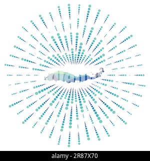 Forme de Flores, rafale polygonale. Carte de l'île avec des rayons d'étoiles colorés. Flores illustration en numérique, technologie, Internet, style réseau. V Illustration de Vecteur
