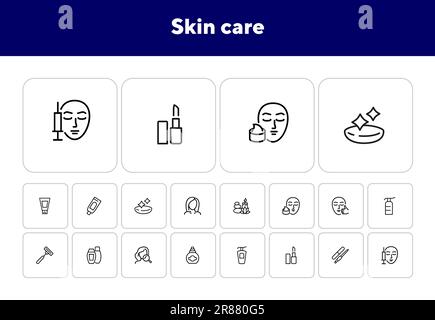 Jeu d'icônes de soins pour la peau Illustration de Vecteur