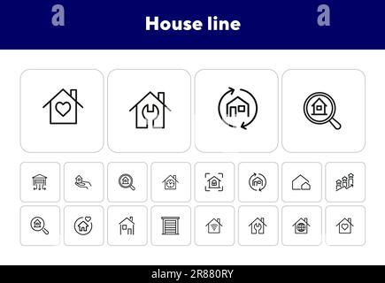 Icônes de la ligne de maison Illustration de Vecteur
