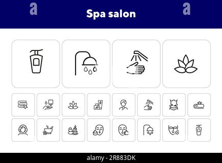 Ensemble d'icônes de la ligne du salon de spa Illustration de Vecteur