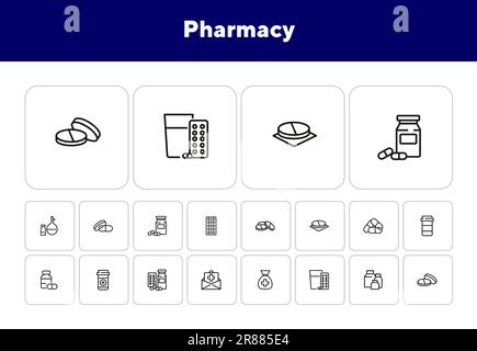 Ensemble d'icônes de pharmacie Illustration de Vecteur