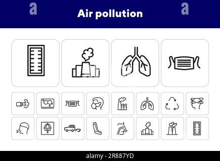 Icônes de pollution de l'air Illustration de Vecteur