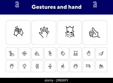 Gestes et icônes de main Illustration de Vecteur