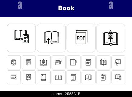 Jeu d’icônes de livre Illustration de Vecteur