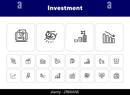 Ensemble d'icônes de ligne d'investissement Illustration de Vecteur