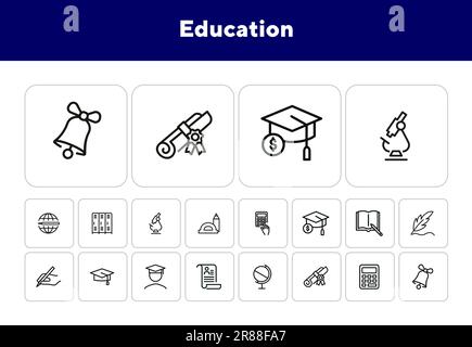 Jeu d'icônes de ligne d'éducation Illustration de Vecteur