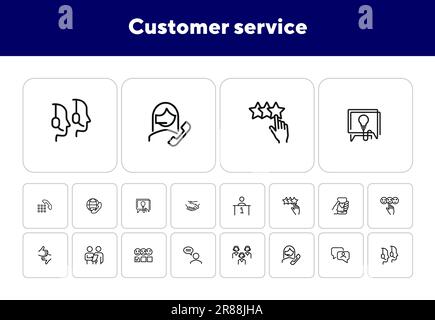 Ensemble d'icônes de ligne de service client Illustration de Vecteur