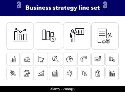 Ensemble d'icônes de ligne de stratégie d'entreprise Illustration de Vecteur