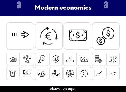 Icônes de l'économie moderne Illustration de Vecteur