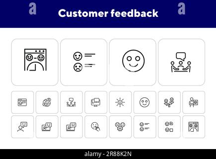 Ensemble d'icônes de ligne de commentaires client Illustration de Vecteur