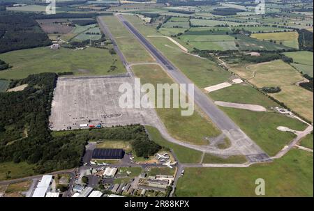Vue aérienne de l'hippodrome d'Elvington Airfield, près de York, Royaume-Uni Banque D'Images