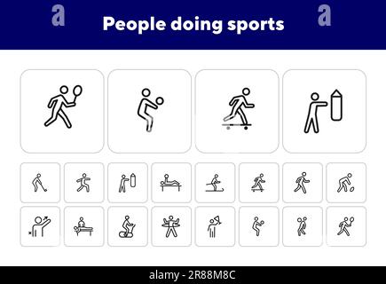 Jeu d'icônes de la ligne de sport Illustration de Vecteur