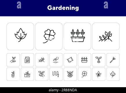 Jeu d'icônes de ligne de jardinage Illustration de Vecteur