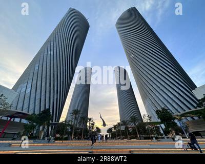 Lusail Plaza 4 tour. Al Saad Tower Lusail boulevard nouvellement développé ville du Qatar Banque D'Images