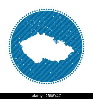 Autocollant de voyage rétro à rayures pour la République tchèque. Badge avec carte du pays, illustration vectorielle. Peut être utilisé comme insigne, logotype, étiquette, autocollant ou emblème Illustration de Vecteur