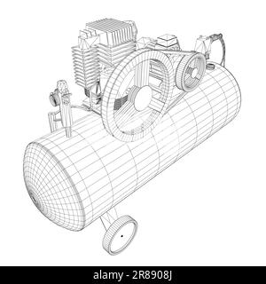 Compresseur d'air isolé sur blanc. Icône pneumatique du compresseur d'air. Icône de vecteur pneumatique de compresseur d'air filaire pour la conception de bande isolée sur fond blanc Illustration de Vecteur